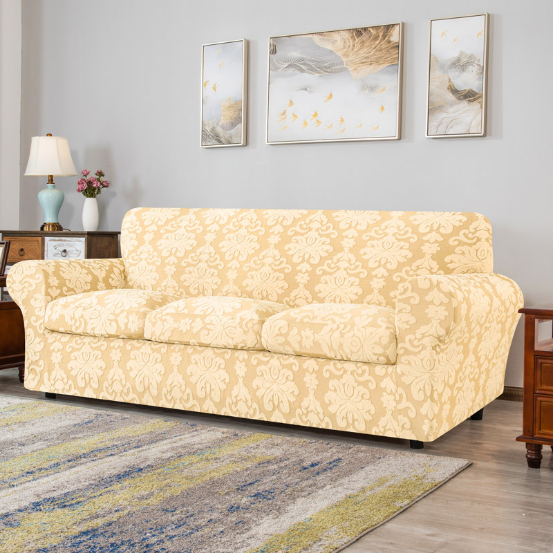 CHUN YI Jacquard Damask Separate Box Cushion Sofa Slipcover & Reviews